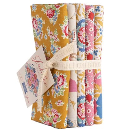 Tilda Jubilee Fat Quarter Bundle In Mustard Pink Da Tone Finnanger