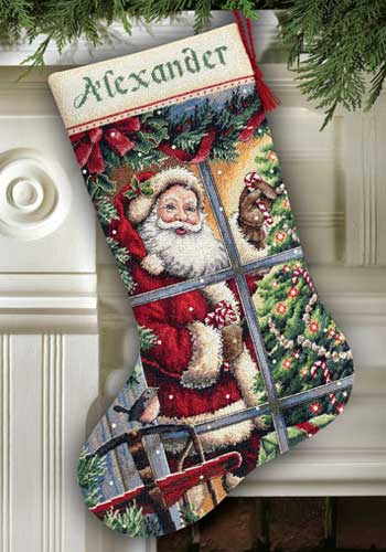 Dimensions Stocking Needlepoint Kit 16 Long-Sweet Santa Stitched in Floss