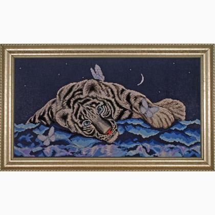 White baby tiger - Painting Art by Kentaro Nishino