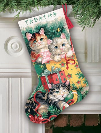 Dimensions Christmas Needlepoint Stocking Kit, HOLIDAY PET,Dog,Cat