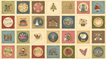 Christmastime Cream Holiday Patchwork Panel From Henry Glass - - - Casa ...