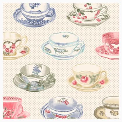 Penelope Five Cream Tea Cups on Dots From Lakehouse Dry Goods ...