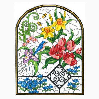 Spring Stained Glass From Imaginating Cross Stitch Charts Cross Stitch Charts Casa Cenina