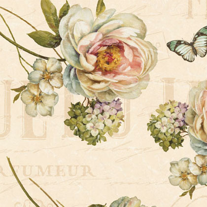 Marche de Fleurs Large Floral Ivory 45x110cm. From Wilmington Prints ...