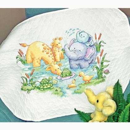Dimensions Quilt Stamped Cross Stitch Kit 34X43 - Animal Babies