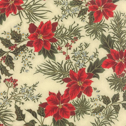 Let it glow - Poinsettia Holly Natural 45x110cm. From Moda Fabrics ...