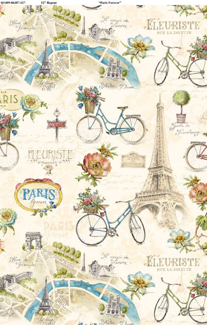 Paris Forever - Large A/O Ivory 45x110cm. From Wilmington Prints ...