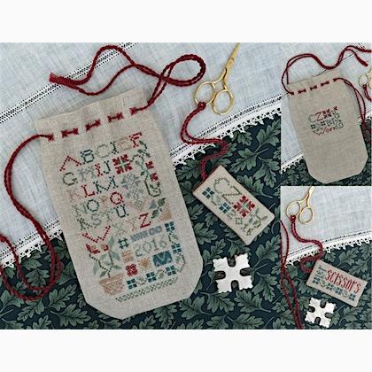 Sampler Sack & Scissors Tag From Drawn Thread - Cross Stitch