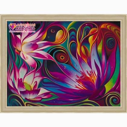5D Diamond Painting Abstract Cat and Purple Flower Kit