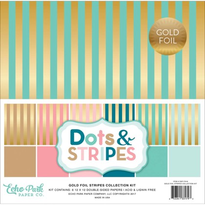 Paper Collection Set - Black Foil Dots & Stripe From Echo Park Paper Co. -  Adhesive and Scrapbooking Paper - Ornaments, Paper, Colors - Casa Cenina