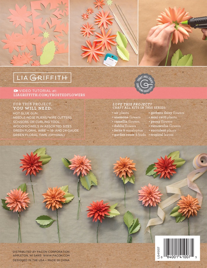 Dahlias Frosted Paper Flower Kit From Lia Griffith - Adhesive and  Scrapbooking Paper - Ornaments, Paper, Colors - Casa Cenina