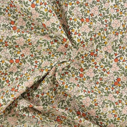 Pink and Navy Floral Fabric by the Yard. Quilting Cotton, Organic