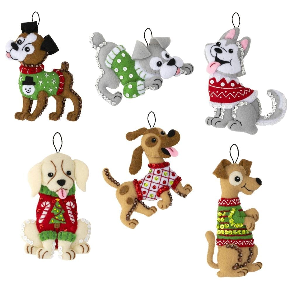 Bucilla Felt Ornaments Applique Kit Set of 6 - Festive Reindeer