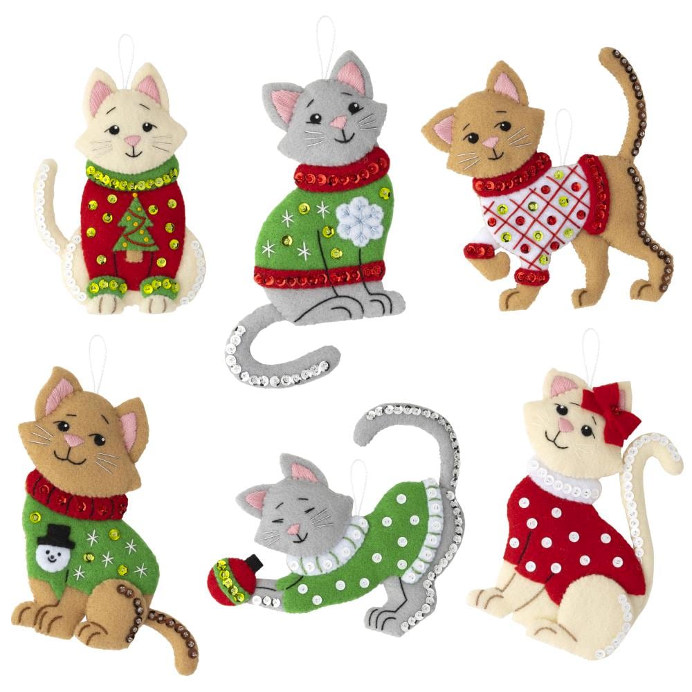Bucilla Felt Ornaments Applique Kit Set Of 6 - Christmas Dogs