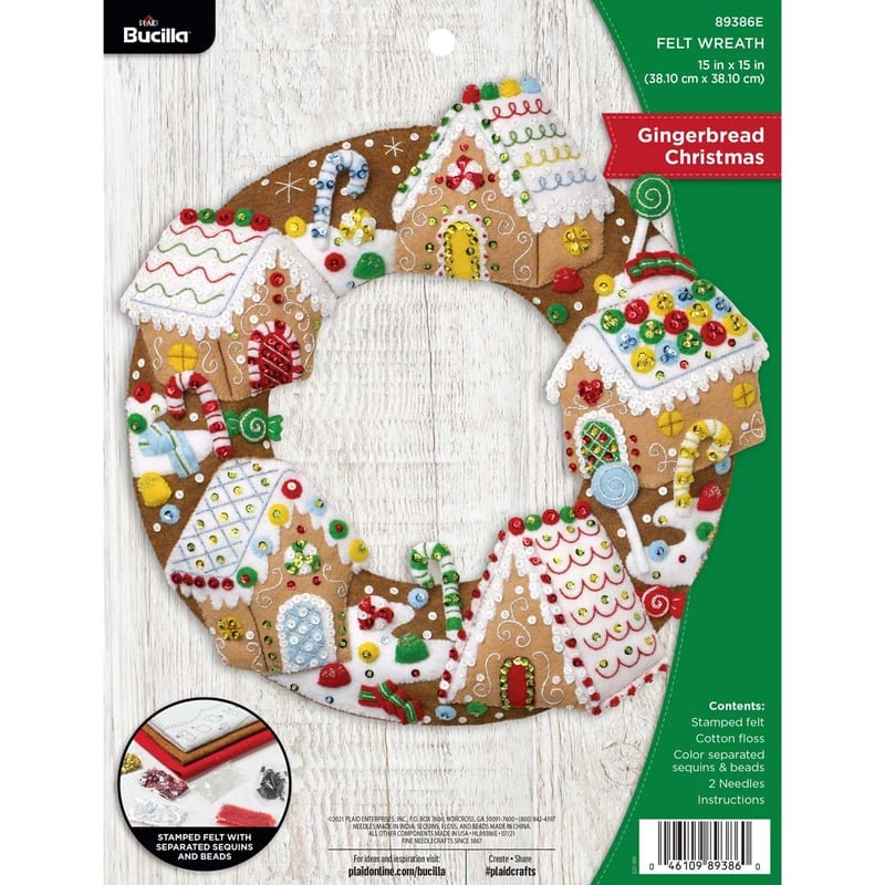Bucilla Cookies & Candy Wreath Felt Applique Kit 15 Round