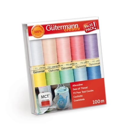 100% Recycled Polyester Sewing Thread Set - Pastel From Gütermann - Sew-all  Thread 100mt. - Threads & Yarns - Casa Cenina
