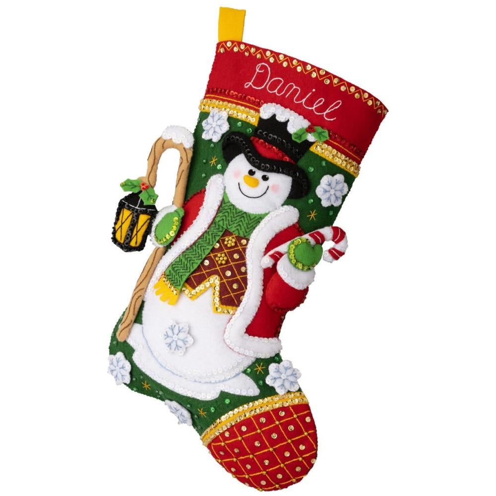 Bucilla Felt Stocking Applique Kit 18 Long Snowman with Presents
