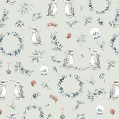 Wintergrün und Dachse - 50x145cm. From Acufactum - American print cotton  fabrics - Fabrics - Casa Cenina