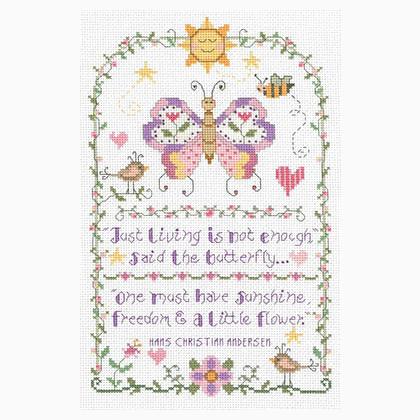  Girl And Butterflies Cross Stitch Pattern