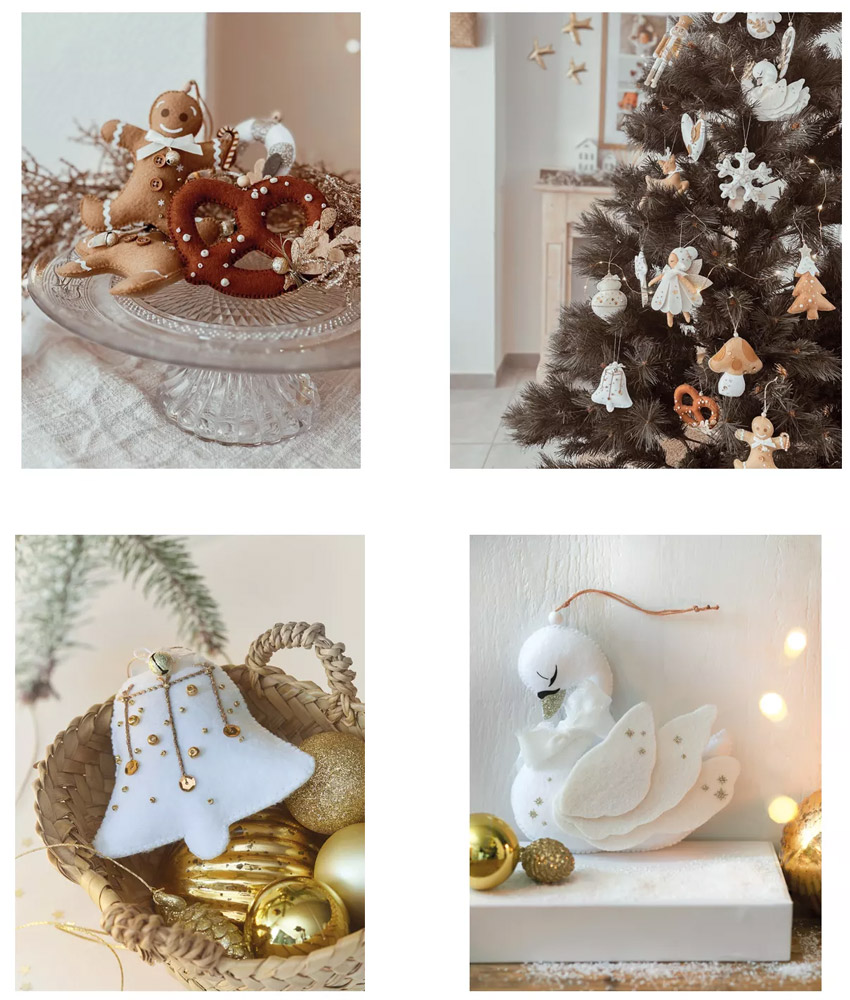 Lot de 12 décorations de Noël en feutrine à suspendre Brocéliande - vert,  Linge de lit & Déco