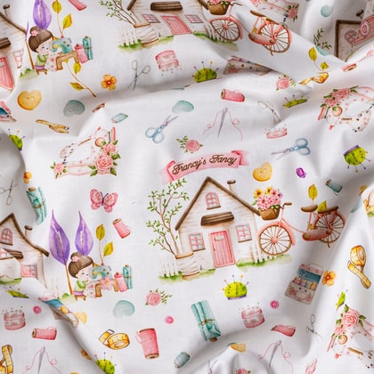 Adorable measuring tape print in 100% cotton made by Fabric Traditions.  Great for quilting, crafts, sewing, home decorating and apparel. — The  Broadway Silk Store